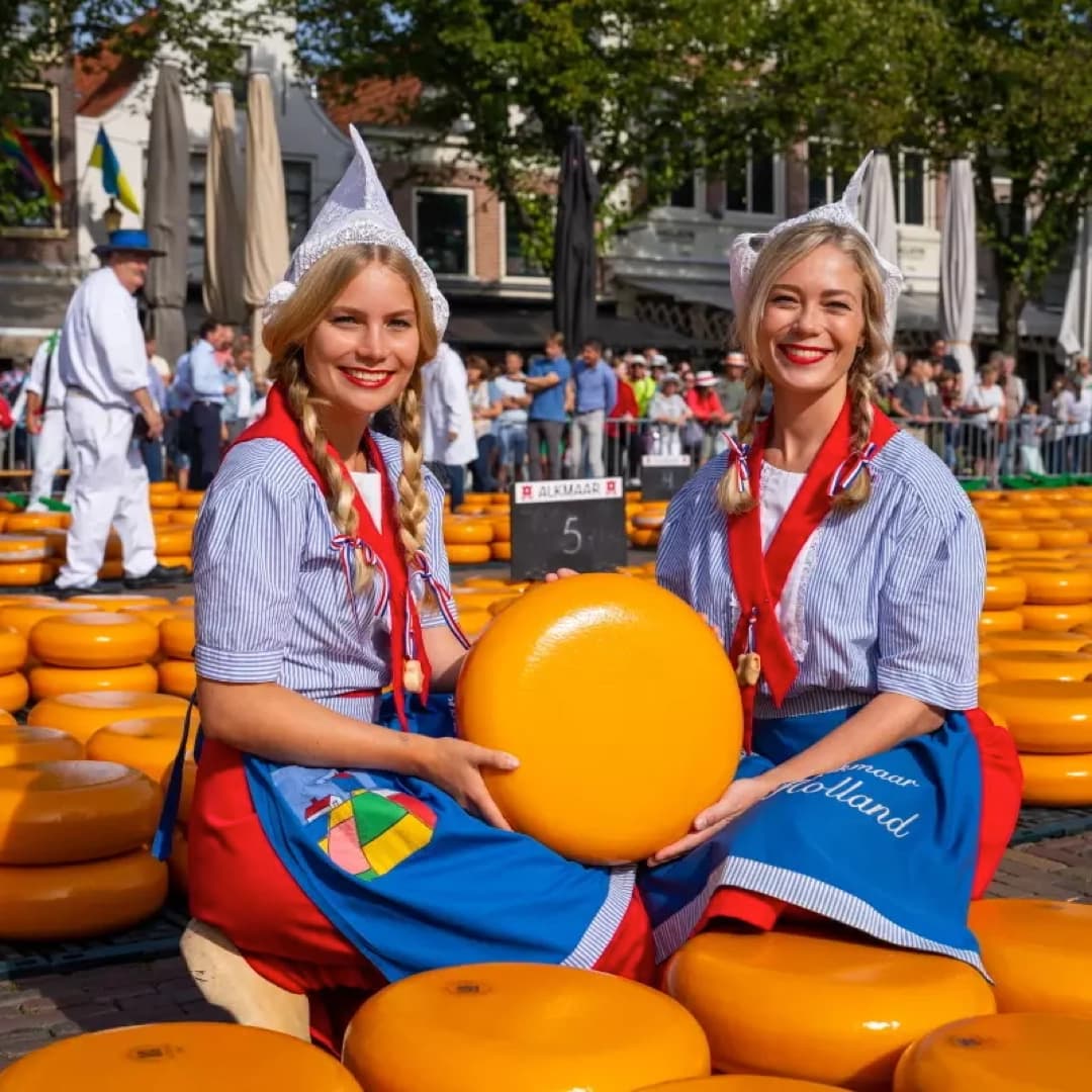 Cheese girls holding cheese