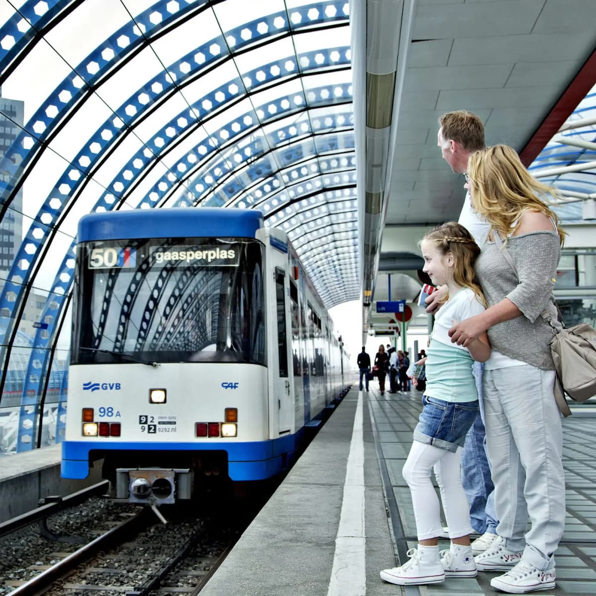 gvb metro train arriving at station